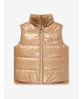 Moncler Enfant Boys Down Padded Reversible Colbricon Gilet in Beige outlet