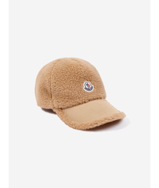 Moncler Enfant Boys Fleece Logo Baseball Cap in Beige pas cher chine