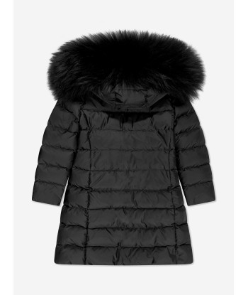 Moncler Enfant Girls Down Padded Abelle Long Coat in Black Comment ça marche