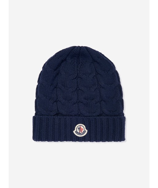 Moncler Enfant Boys Logo Beanie Hat in Navy est présent 