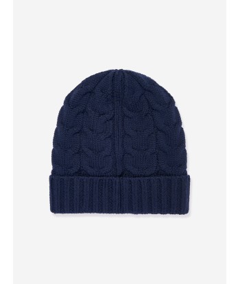 Moncler Enfant Boys Logo Beanie Hat in Navy est présent 