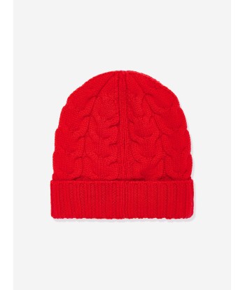 Moncler Enfant Boys Logo Beanie Hat in Red pas cher 