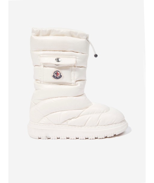 Moncler Enfant Kids Down Padded Petit Gaia Pocket Snow Boots in Ivory en linge