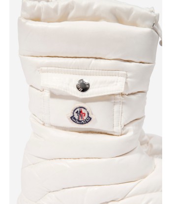 Moncler Enfant Kids Down Padded Petit Gaia Pocket Snow Boots in Ivory en linge