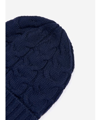 Moncler Enfant Boys Logo Beanie Hat in Navy est présent 