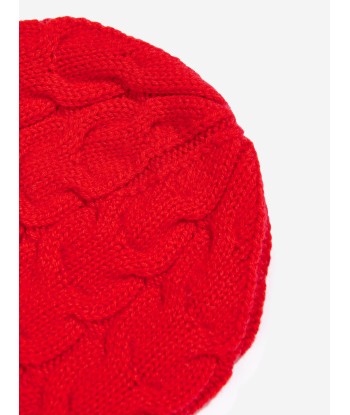 Moncler Enfant Boys Logo Beanie Hat in Red pas cher 