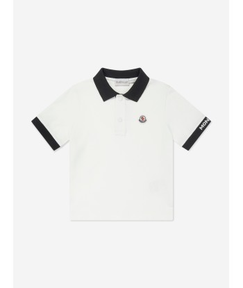 Moncler Enfant Boys Logo Polo Shirt in White À commander