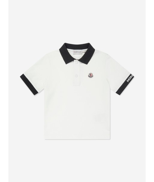 Moncler Enfant Boys Logo Polo Shirt in White À commander