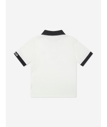 Moncler Enfant Boys Logo Polo Shirt in White À commander