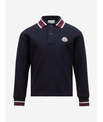 Moncler Enfant Boys Long Sleeve Polo Shirt in Navy acheter