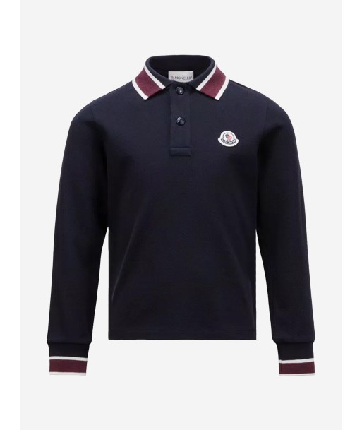 Moncler Enfant Boys Long Sleeve Polo Shirt in Navy acheter