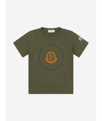 Moncler Enfant Boys Logo Print T-Shirt in Green Vous souhaitez 