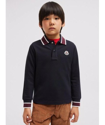 Moncler Enfant Boys Long Sleeve Polo Shirt in Navy acheter