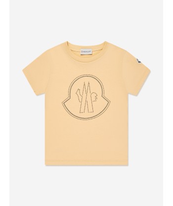 Moncler Enfant Girls Logo T-Shirt in Yellow les muscles