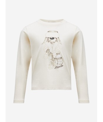 Moncler Enfant Girls Long Sleeve T-Shirt in Ivory 50-70% off 