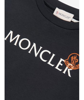 Moncler Enfant Boys Long Sleeve Logo T-Shirt in Navy JUSQU'A -70%! 