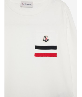 Moncler Enfant Boys Long Sleeve Logo T-Shirt in White 50% de réduction en Octobre 2024