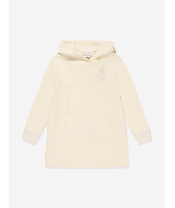 Moncler Enfant Girls Hooded Sweater Dress in Ivory d'Europe débarque