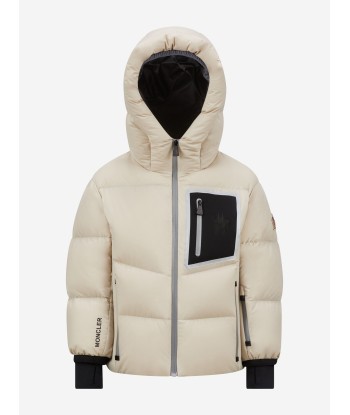 Moncler Enfant Boys Grenoble Down Padded Mandres Jacket in Beige Les magasins à Paris