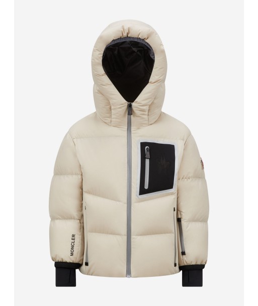 Moncler Enfant Boys Grenoble Down Padded Mandres Jacket in Beige Les magasins à Paris