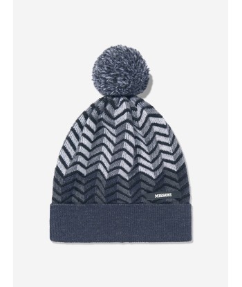 Missoni Boys Wool Zigzag Bobble Hat in Black outlet