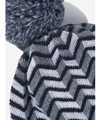 Missoni Boys Wool Zigzag Bobble Hat in Black outlet