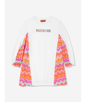 Missoni Girls Zigzag Logo Sweater Dress in White Economisez 