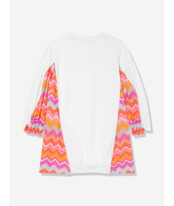 Missoni Girls Zigzag Logo Sweater Dress in White Economisez 