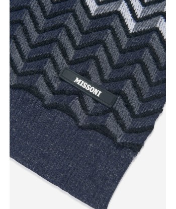 Missoni Boys Wool Zigzag Scarf in Black Faites des économies