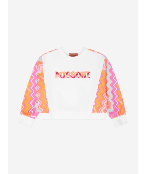 Missoni Girls Zigzag Logo Sweatshirt in White Toutes les collections ici