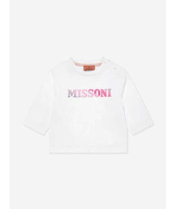 Missoni Baby Girls Long Sleeve Logo T-Shirt in White Economisez 