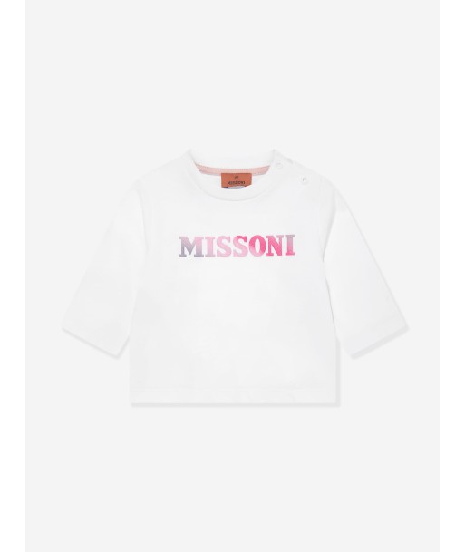 Missoni Baby Girls Long Sleeve Logo T-Shirt in White Economisez 