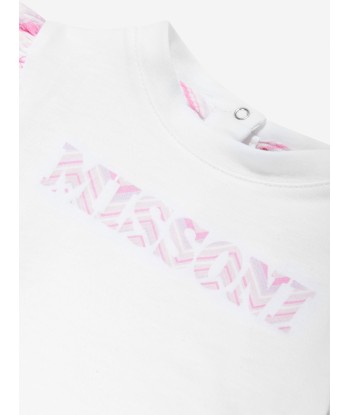 Missoni Baby Girls Long Sleeve Logo T-Shirt in White Paris Déstockage Promo