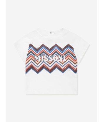 Missoni Baby Boys Zigzag Logo T-Shirt in White la chaussure