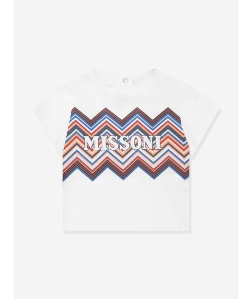 Missoni Baby Boys Zigzag Logo T-Shirt in White la chaussure