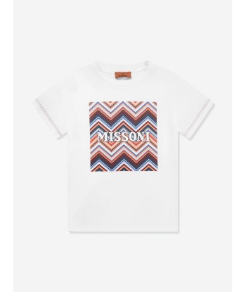 Missoni Boys Zigzag Logo T-Shirt in White les ctes