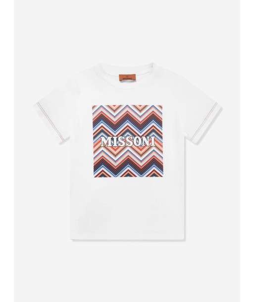 Missoni Boys Zigzag Logo T-Shirt in White les ctes