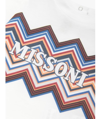 Missoni Baby Boys Zigzag Logo T-Shirt in White la chaussure