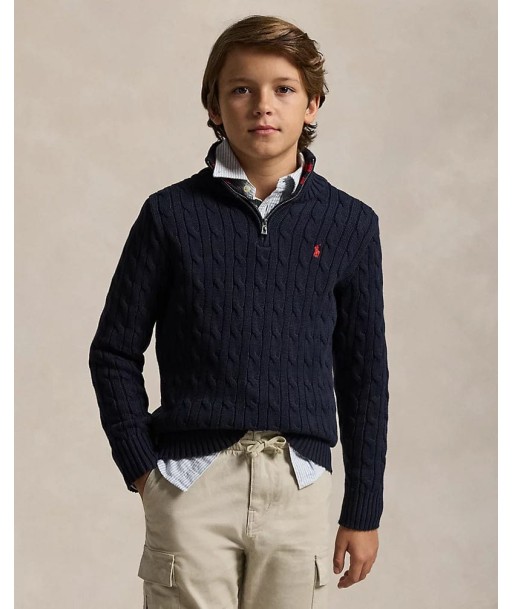 Ralph Lauren Boys Half Zip Jumper in Navy du meilleur 