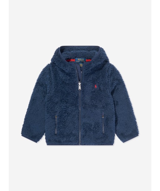 Ralph Lauren Boys Curly Hi-Pile Zip Up Top in Navy Fin de série