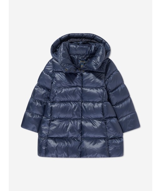 Ralph Lauren Girls Down Padded Long Coat in Navy pas cheres