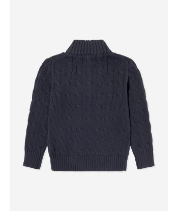 Ralph Lauren Boys Half Zip Jumper in Navy du meilleur 