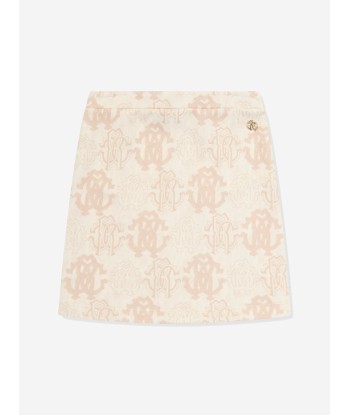 Roberto Cavalli Girls AOP RC Cotton Skirt in Beige Venez découvrir notre 