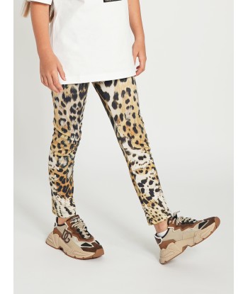 Roberto Cavalli Girls Leopard Print Leggings in Brown acheter