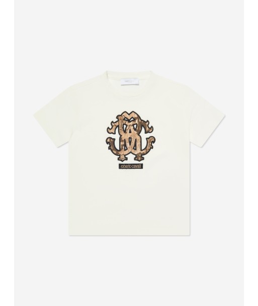 Roberto Cavalli Boys RC Logo T-Shirt in White de l' environnement