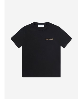 Roberto Cavalli Boys Logo T-Shirt in Black français