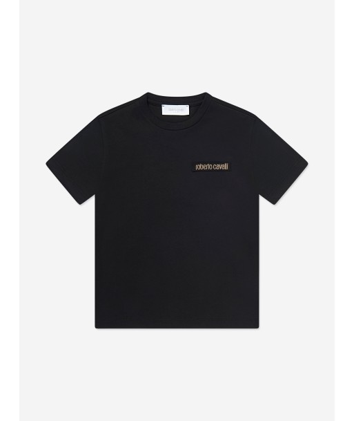 Roberto Cavalli Boys Logo T-Shirt in Black français