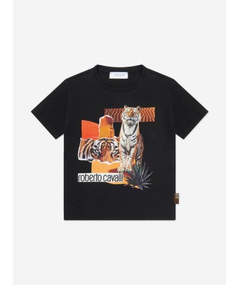 Roberto Cavalli Boys Tiger T-Shirt in Black online