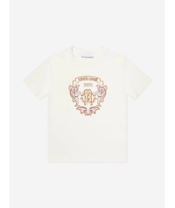 Roberto Cavalli Boys Logo T-Shirt in White le concept de la Pate a emporter 