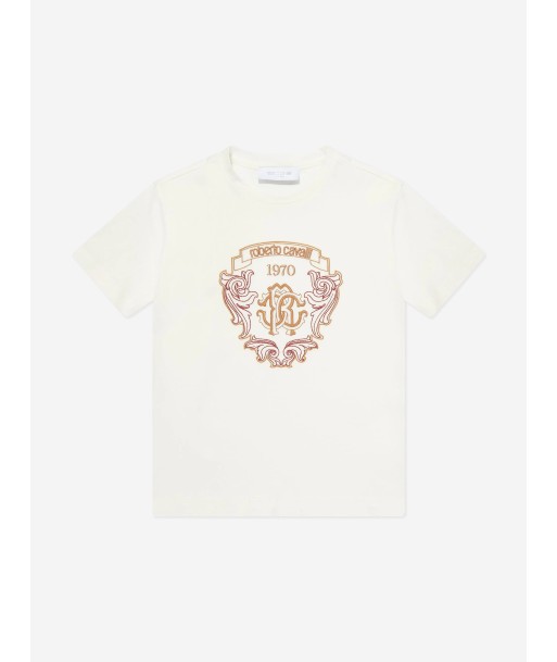 Roberto Cavalli Boys Logo T-Shirt in White le concept de la Pate a emporter 